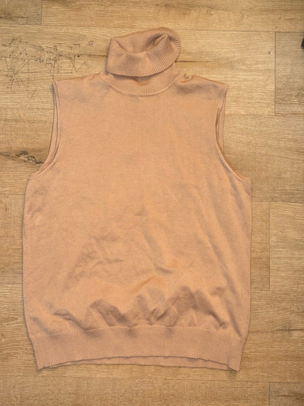 Cable & Gauge Peach Sleeveless Turtleneck Sweater Vest